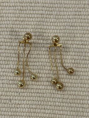 Gold Triple-Drop Ball Chain Earrings - Women Jewelry